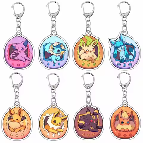 Pokemon Anime Eevee Vaporeon Flareon Espeon Umbreon Leafeon Glaceon Jolteon Acrylic Pendant Keychain