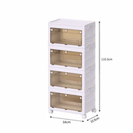 Fp1- (4層)可折疊收納櫃 家用免安裝收納櫃 臥室客廳塑膠置物櫃 多層多功能雜物收納箱 衣物被子收納 收納盒 收納櫃子 家用塑膠箱