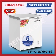 (130 LITRE) Berjaya Premium Dual Chest Chiller & Freezer BJY-CFSD100B-R6 (White) 5 YEARS Compressor 