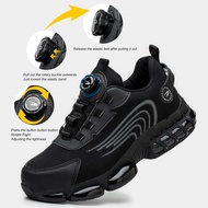 Size 36-46 Rotating Button Safety Shoes Lazy Safety Shoes Rotating Buckle Lace-Free Work Shoes Workshop Protective Shoes Safety Shoes Steel Toe Shoes Heavy Safety Shoes Electric We