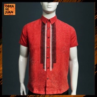 Obra ni Juan Inno Fit fit (Regular  Fit) Polo Barong With Print -Red (#0817)