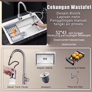 (COD)Wastafel Dapur Modern SUS304   Perak Wastafel Pencuci Piring Stainless Steel