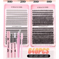 640 D-Roll Single Eyelashes, Thick And Fluffy Eyelash Clusters 10D 20D 30D 40D (8-16mm) Large Capaci