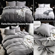 HOT MKHKXOIHIOHWG 529 3Pcs Classic White and Gray Bedding Set with Pillow Shams Luxury Wrinkle Free Duvet Cover Soft Bed Linen
