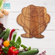 [Gralara] Flower Shaped Cutting Board Wood Bread Board Portable Butcher Block Chopping