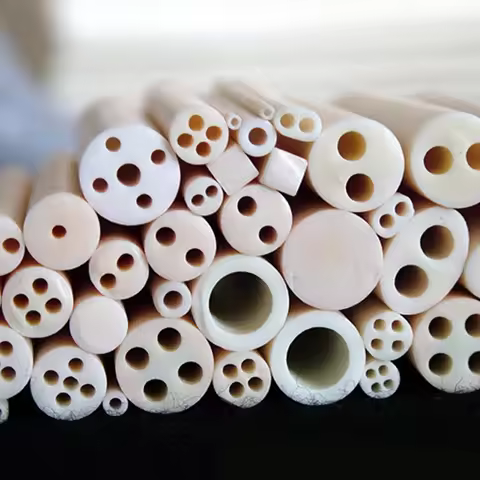 10pcs High-Temp Resistant Dual Hole Corundum Tube Thermocouple Core Porous Ceramic 1Meter