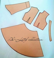 Pola jiplak gamis rok setengah lingkaran