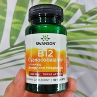 วิตามินบี12 Vitamin B12 Cyanocobalamin 1000 mcg Triple Action 90 Tablets(Swanson®)