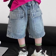 COD 2026 Boys Summer Boys Handsome Denim 2025 New Style Children's Trendy Tooling Style Five Points 