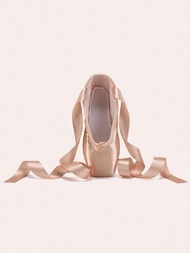 芭蕾足尖鞋粉色的絲緞芭蕾拖鞋芭蕾舞平底鞋帶