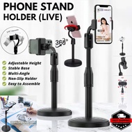 Smart Phone Holder Universal Phone Stand Mount Portable Desktop Live Streaming Lifter Up & Down 360°