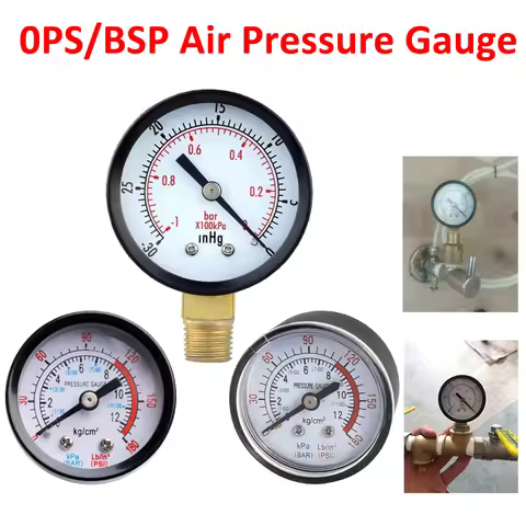 1/4 1/8 Air Compressor Vacuum Pressure Gauge 0PS/BSP Air Pressure Gauge 0〜180 PSI/0 ~ -1BAR Measurin