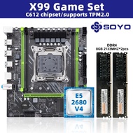 SOYO White X99 Motherboard Kit with E5-2680 V4 CPU and DDR 2133MHZ 8GB*2=8GB RAM LGA2011-3 C612 Chip