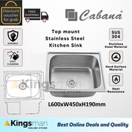 [Kingsman] Cabana Top Mount Sink Single Bowl Sink Stainless Steel Kitchen Sink Dapur Sinki Ready Sto
