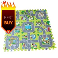 Traffic Play Mat Puzzle Foam Interlocking Tiles Kids Road Traffic Play Rug