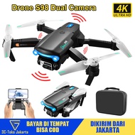 RC Drone S98 4K HD Aerial Drone S98 Lampu Warna-warni Baru LED Drone Kamera Jarak Jauh Dapat Dilipat Pemosisian Aliran Optik Optical Flow Hover WiFi Ketinggian Tetap GPS Quadrotor Kamera Mini Drone