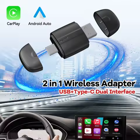 Wireless CarPlay Android Auto Adapter 5Ghz WiFi Type-C/USB Plug and Play 2ln1 Dongle For Audi Benz V