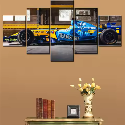 Canvas Painting 5 Pieces Speed Formula 1 Racing Car Bedroom Home Decor Wallpaper Artwork For Living 