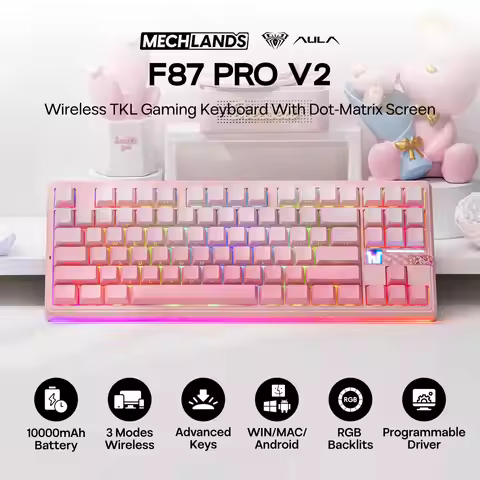 Aula F87 PRO V2 Wireless Mechanical Keyboard With 10000mAh Battery 8K Polling Tri-Mode Hot-Swappable