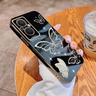 OPPO Reno 8 Pro 5G Reno8Z 7Z reno7z 7 Pro 5G Luxury Gold Line Butterfly Casing Square Edges Plating 