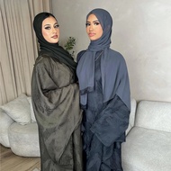 Ramadan 2 Piece Woman Muslim Sets Luxury Dubai Hijab Abaya Dress Islamic Party Modest Gown Arab Trav