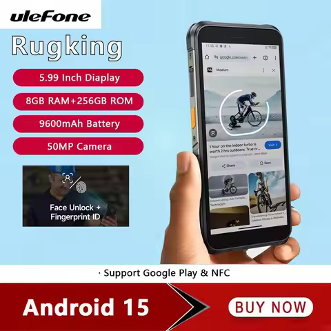 Global Version Ulefone RugKing 4G Rugged Phone 5.99" 8GB 256GB Mobile Phone 9600mAh 50MP Main Camera