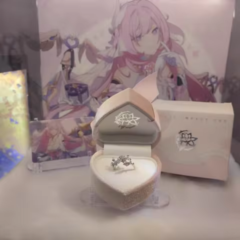 Elysia Ring Genuine Honkai Impact 3 Elysia pendant Couple Oath Ring Pink ribbon storage ring box Del