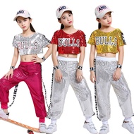 Unisex Kids Sequins Jazz Dance Costume Hip Hop Clothing Streetwear School Activities Performance Out