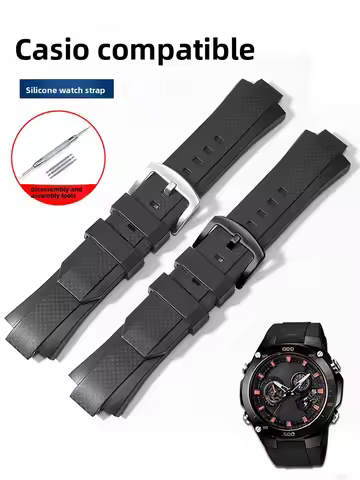 Waterproof Silicone Watch Strap for Casio EDIFICE Series EQW-M1100 A1000 A1100 Black