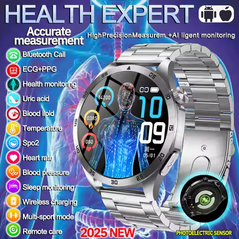 GUHUAVMI NEW Fashion Health Expert Laser iagnosis Smart Watch Men ECG+PPG Three highs Blood Pressure