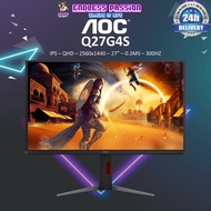 AOC Q27G4S  27" IPS  2560 x 1440 (QHD) 300 Hz 0.3ms Gaming Monitor