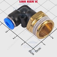 [2 Pieces]- PL6-04 Curved Pneumatic Connector L Pipe 6mm External Thread 20mm, 1/2inch Linhkien IC
