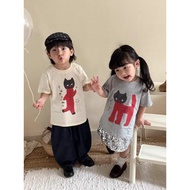 Cotton T-Shirt Short-Sleeved Men Women Cotton Brothers Sisters T-Shirt Summer Cartoon Printed Childr