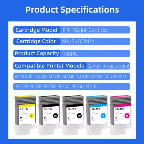 PFI 102 PFI-102 PFI102 Ink Cartridge for Canon iPF500/510 iPF600/605/610 iPF650/655 iPF700/710/720 I