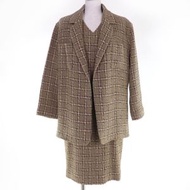 成色極佳的香奈兒 (CHANEL) Vintage 95A P05818V04372 羊毛 Coco 紐扣斜紋軟呢外套和連衣裙套裝，ブラウン， 40 碼，法國製造，正品，女士