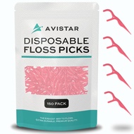150 Travel Floss Picks Bulk - Pink Easy Grip Disposable Floss Picks - Dental Floss Pick - Smooth Str