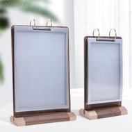SINOLOGY Ads Display Stand, Multi-Page Loose-Leaf Menu Card Holder, Non-Slip Wooden Label Sign Displ