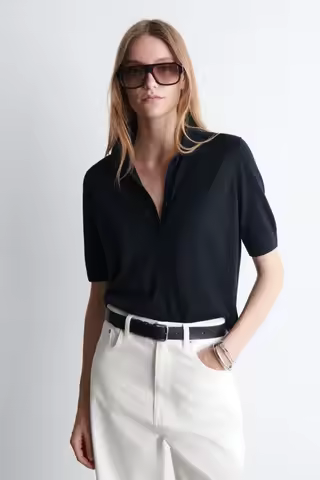 Ethereal costume 2026 YAZHIMEI summer new style of Ladies' casual fashion slim-fitting Navy blue sho