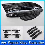 LT Vtear For TOYOTA VIOS / YARIS ATIV 2023 2024 Car Door Handle Bowl Cover, Plastic Chrome Plated, Carbon Fiber Pattern, Car Exterior Modification Parts