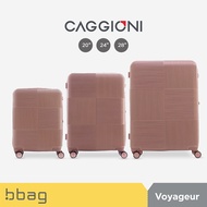 bbag shop : CAGGIONI กระเป๋าเดินทาง รุ่นโวยาจเจอร์ (Voyageur 15082) [สีสโมค/ดำ/ชมพู/ฟ้า] วัสดุโพลีคาบอเนต (PC) มีช่องซิปขยาย 4 ล้อ หมุนได้ 360 องศา รหัสล๊อค TSA กระเป๋าเดินทางล้อลาก คาจีโอนี่