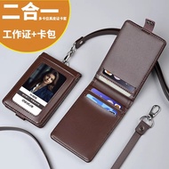 Genuine Genuine Leather Work Pass Card Holder Halter Badge Employee Card Employee Work Card Factory 