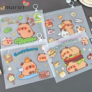 MARIER Test Paper Storage Pouch, Transparent Cute Cartoon Capybara File Bag, Large Opening Portable 