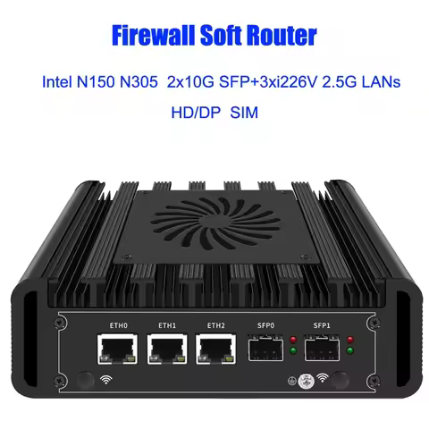 12th Gen Intel i3 N305 N100 Fanless Mini PC 2*10G SFP+ 3*i226-V 2.5G LAN Win11 EX-SI Computer 2*NVMe