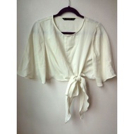 Zara Basic White Flowy Blouse