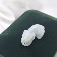 溫潤老種料 藍水飄花 老鼠 吊墜 | 天然緬甸玉A貨翡翠