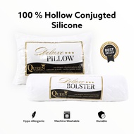1 PILLOW + 1 BED BOLSTER FIRM MEDIUM/ PREMIUM HOTEL/ WHITE/ - HIGH QUALITY SILICONE (PACKAGE a)