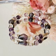 黑夜極光-不規則紫鈦/極光23/黑極光/紫水晶/開運水晶手鍊