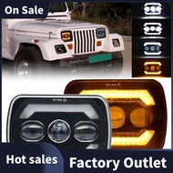 5X7 LED Headlights, 180W 7X6 Headlights Kit with Yellow Turn Signal White DRL for YJ XJ Trucks H6054