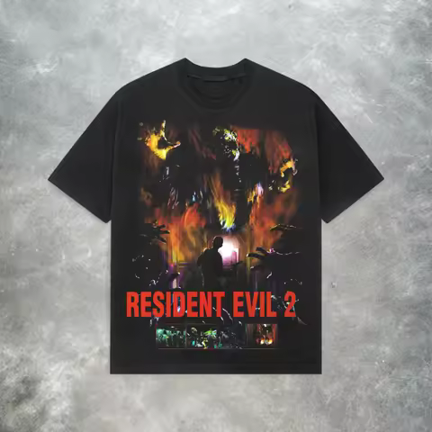 Resident Evil 2 T-shirt - Retro Y2K PS2 Promotional T-shirt Printed T-shirt Fans Men's and Women's S
