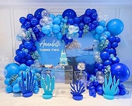 Blue Balloon Garland Arch Kit-160pcs, Small&amp;Large Klein Blue Light Blue Balloons Party Supplies For Birthday Party, Baby Shower, Luca Theme Party, Ocean Party, Shark Party